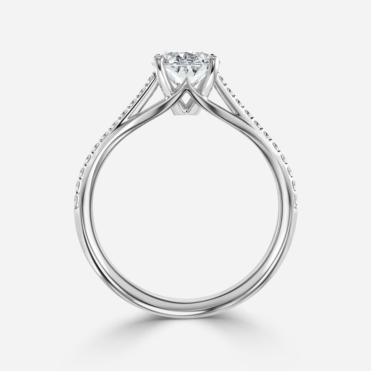 Jessamine Oval Diamond Band Moissanite Engagement Ring