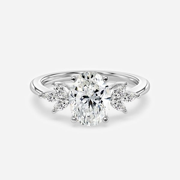 Anong Oval Three Stone Moissanite Engagement Ring