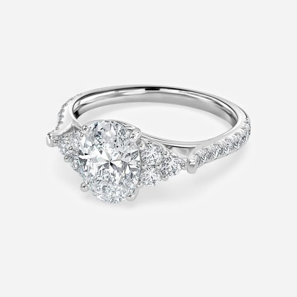 Galatea Oval Three Stone Moissanite Engagement Ring