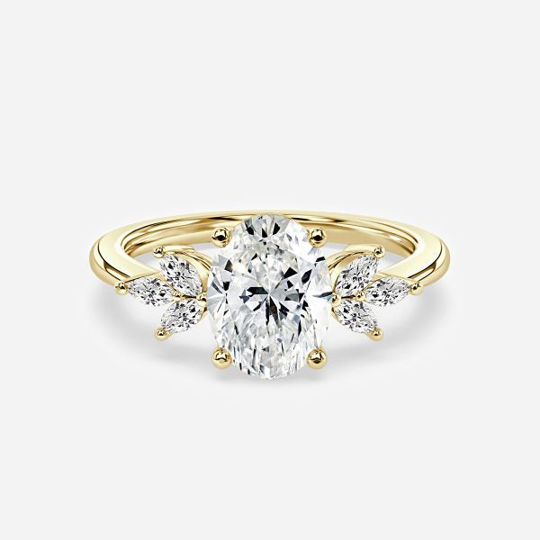 Anong Oval Three Stone Moissanite Engagement Ring