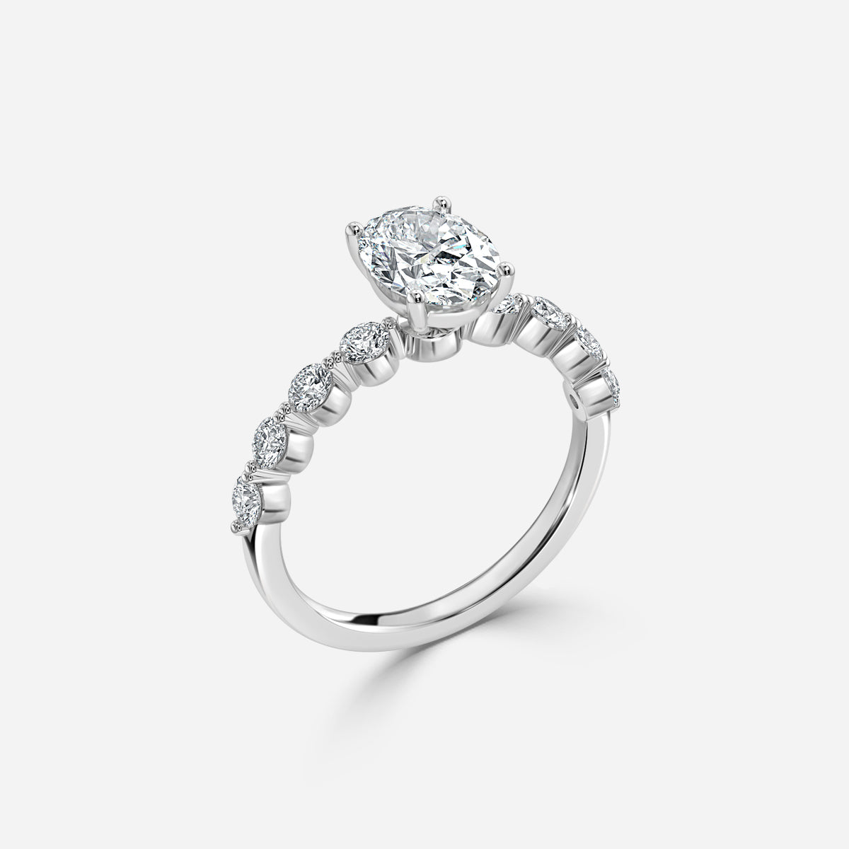 Philippa Oval Unique Moissanite Engagement Ring