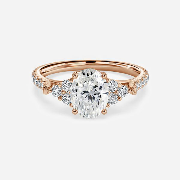 Galatea Oval Three Stone Moissanite Engagement Ring