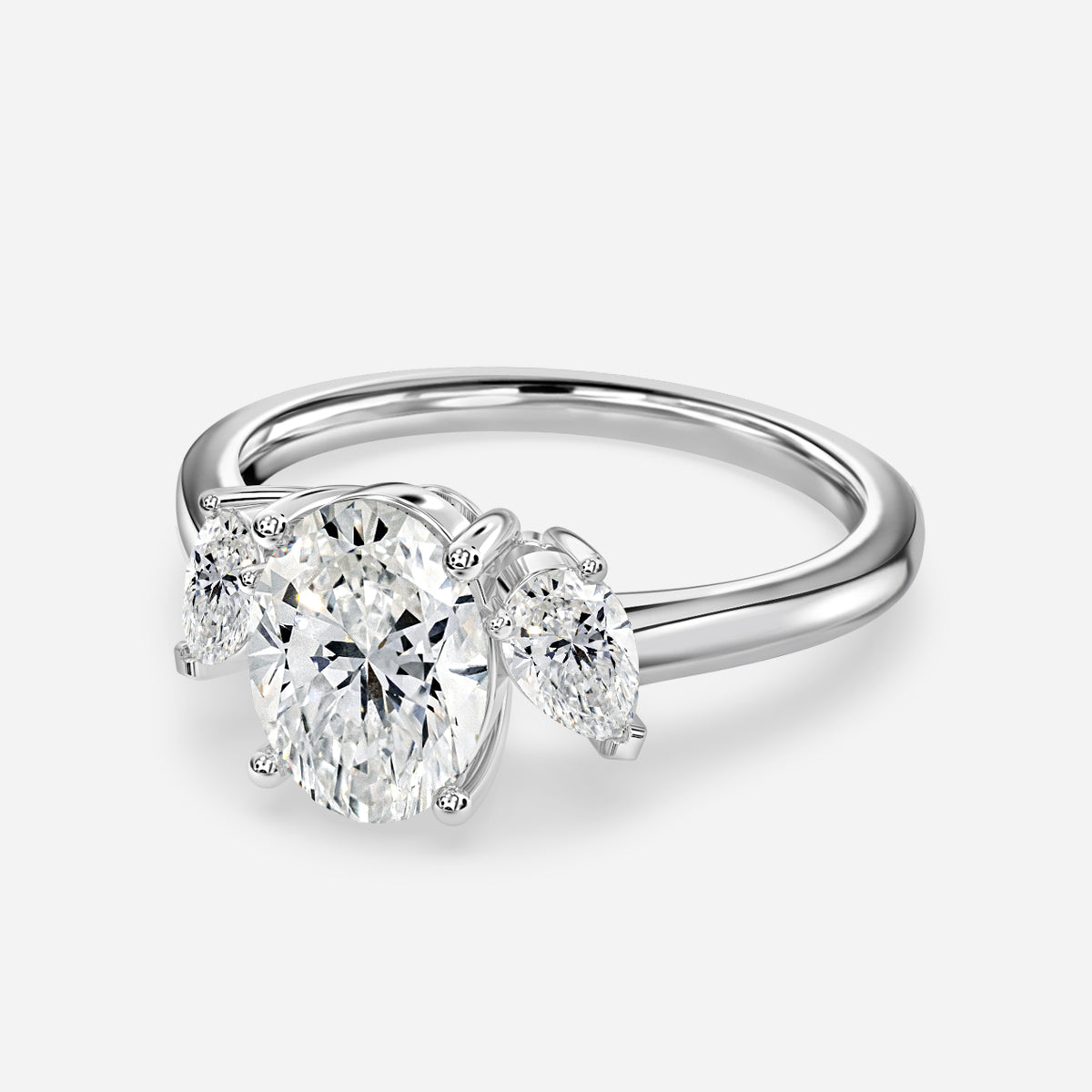 Jael Oval Three Stone Moissanite Engagement Ring