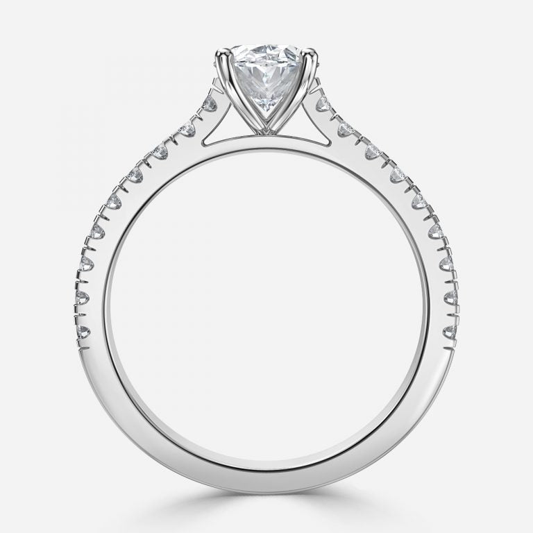 Halcyon Oval Diamond Band Moissanite Engagement Ring