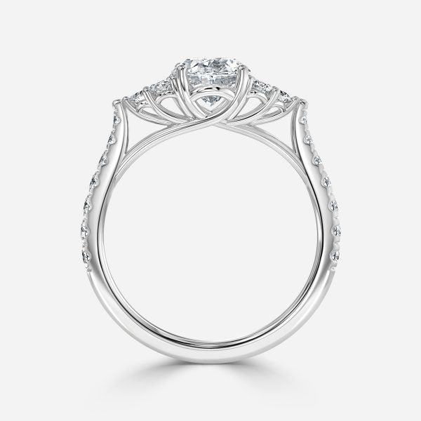 Galatea Oval Three Stone Moissanite Engagement Ring