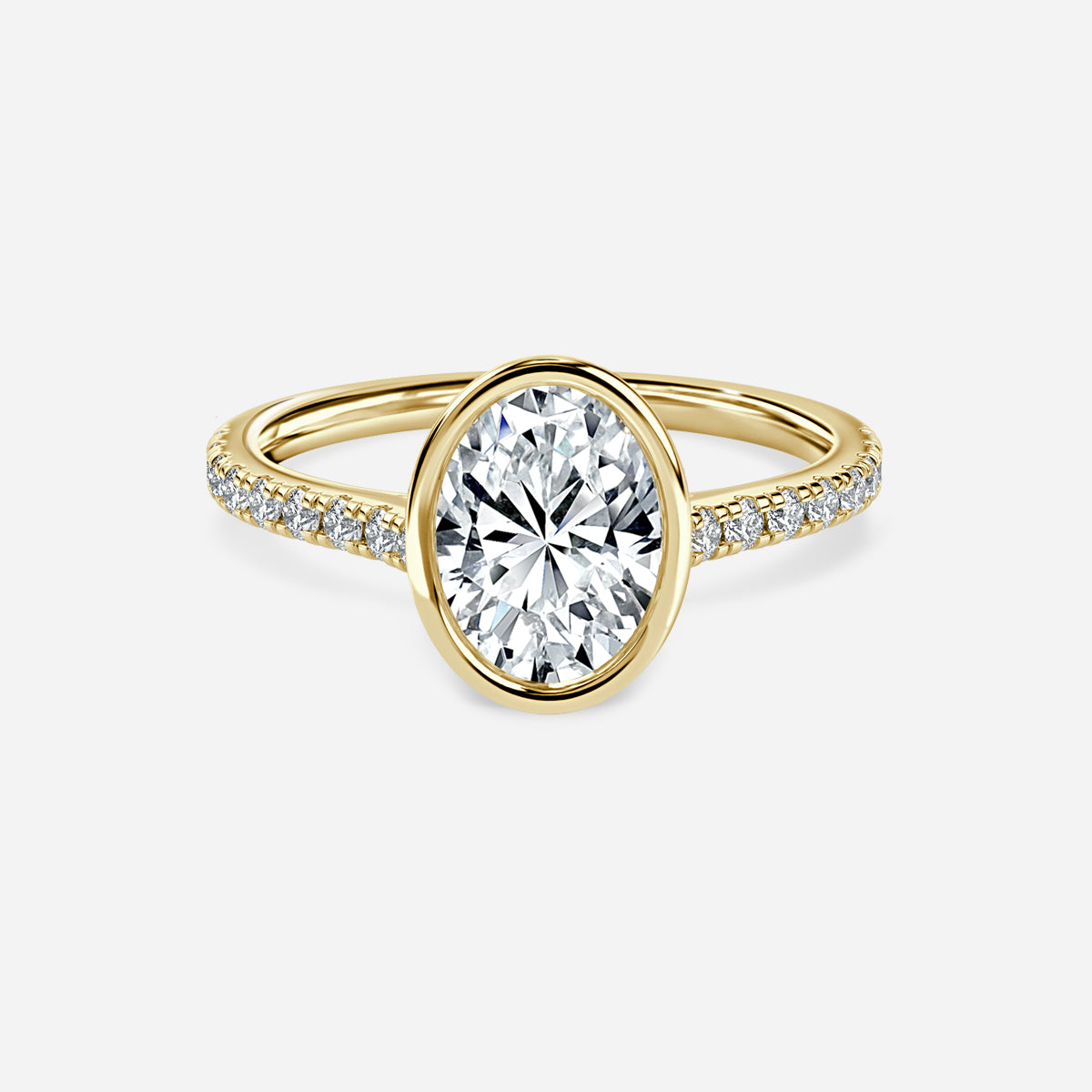 Arabella Oval Diamond Band Moissanite Engagement Ring