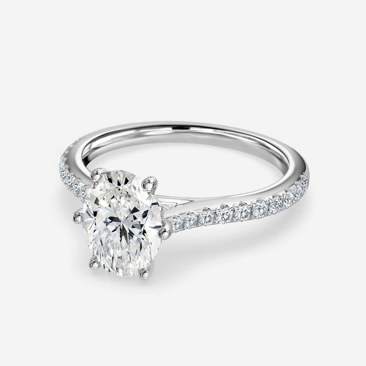 Odessa Oval Diamond Band Moissanite Engagement Ring