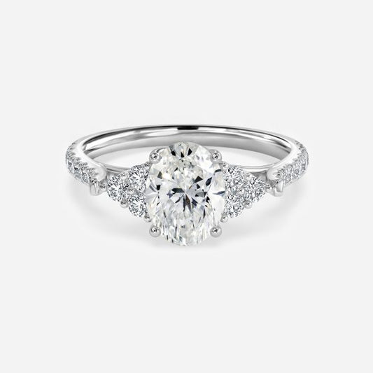 Galatea Oval Three Stone Moissanite Engagement Ring