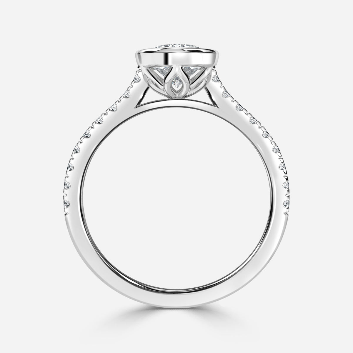 Arabella Oval Diamond Band Moissanite Engagement Ring