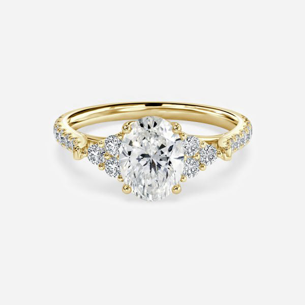 Galatea Oval Three Stone Moissanite Engagement Ring