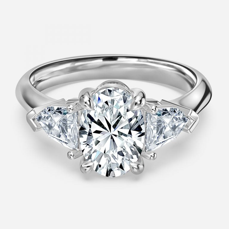 Eri Oval Three Stone Moissanite Engagement Ring