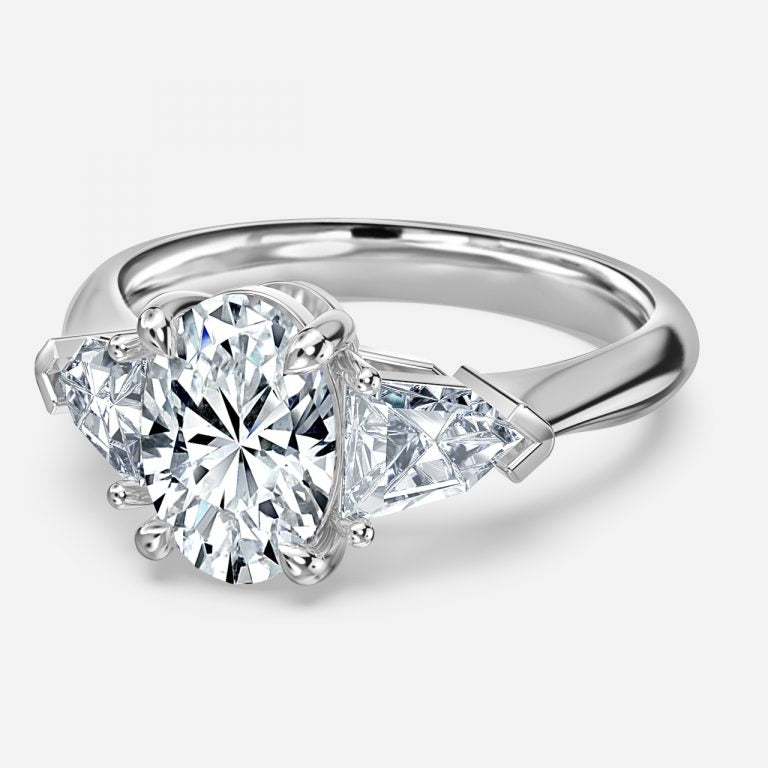 Eri Oval Three Stone Moissanite Engagement Ring