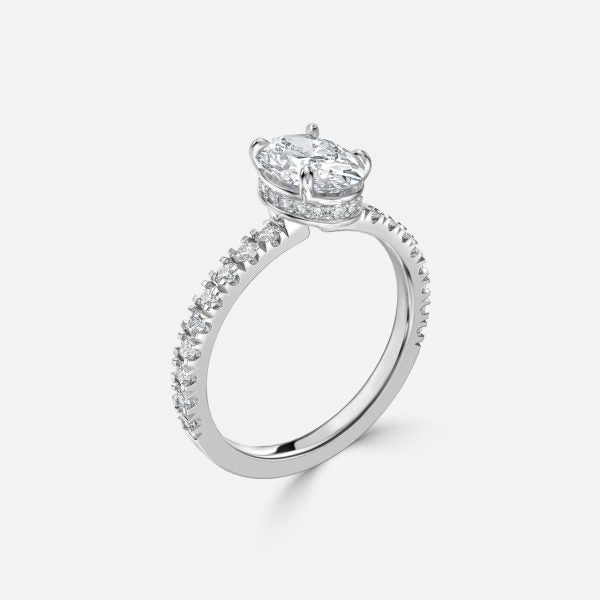 Leandra Oval Hidden Halo Moissanite Engagement Ring