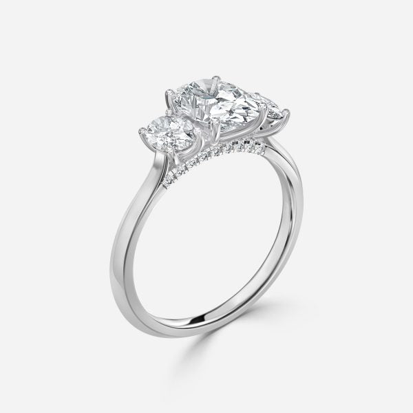 Elspeth Oval Three Stone Moissanite Engagement Ring