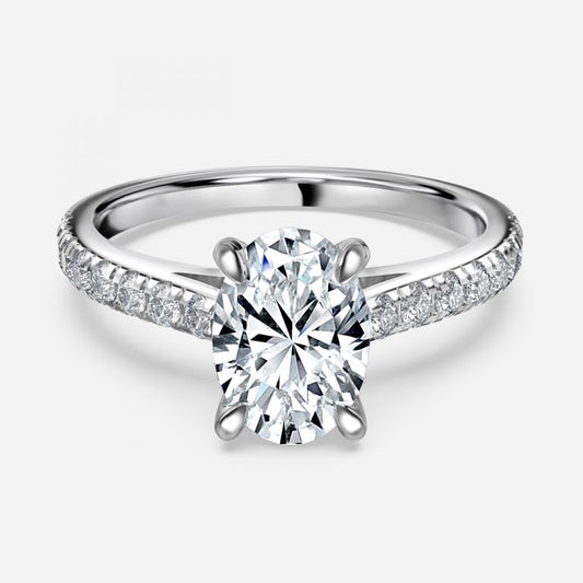 Aveline Oval Diamond Band Moissanite Engagement Ring