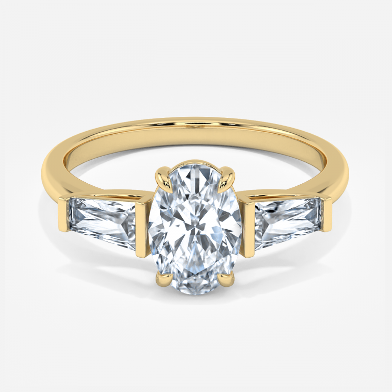 Jara Oval Three Stone Moissanite Engagement Ring