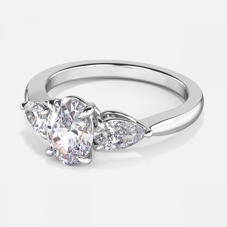 Tierney Oval Three Stone Moissanite Engagement Ring