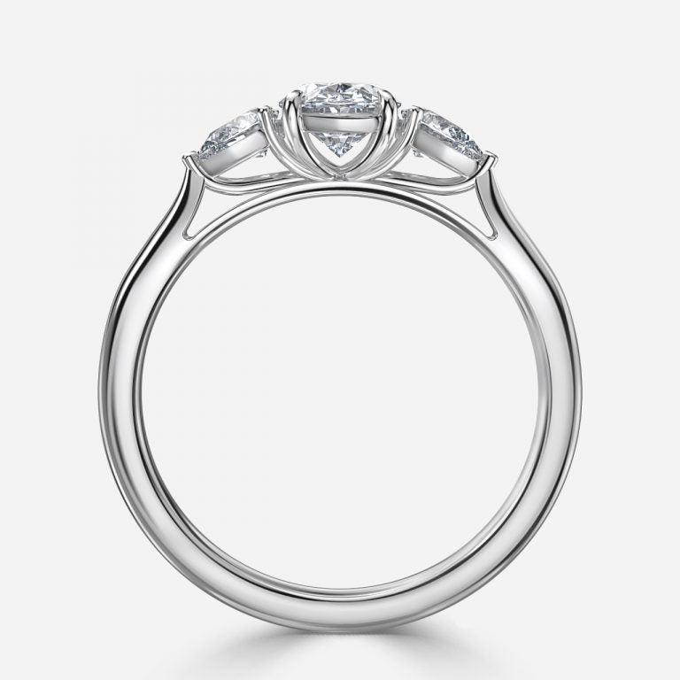 Lisette Oval Three Stone Moissanite Engagement Ring