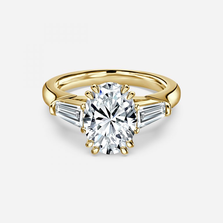 Calliope Oval Three Stone Moissanite Engagement Ring