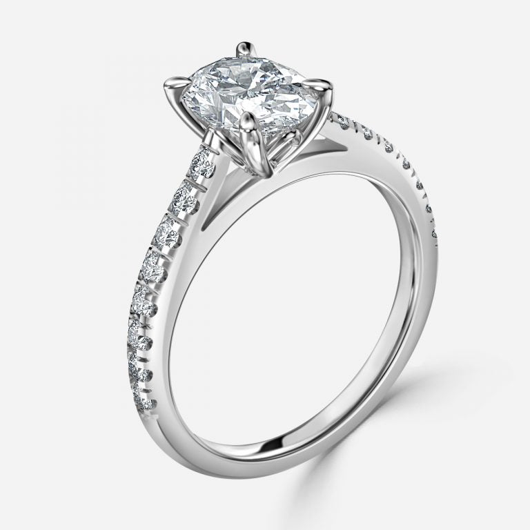 Aveline Oval Diamond Band Moissanite Engagement Ring