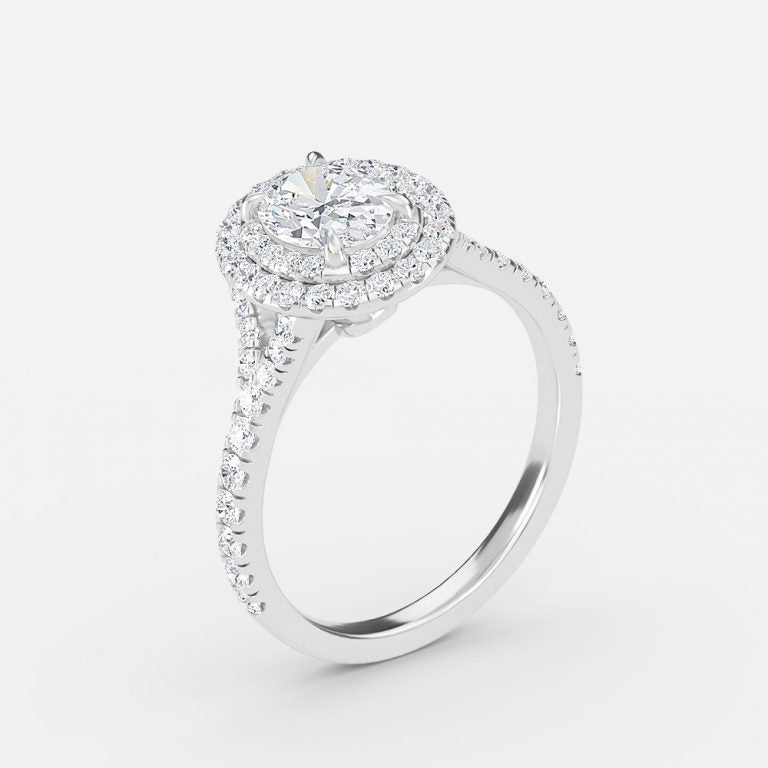 Afton Oval Halo Moissanite Engagement Ring