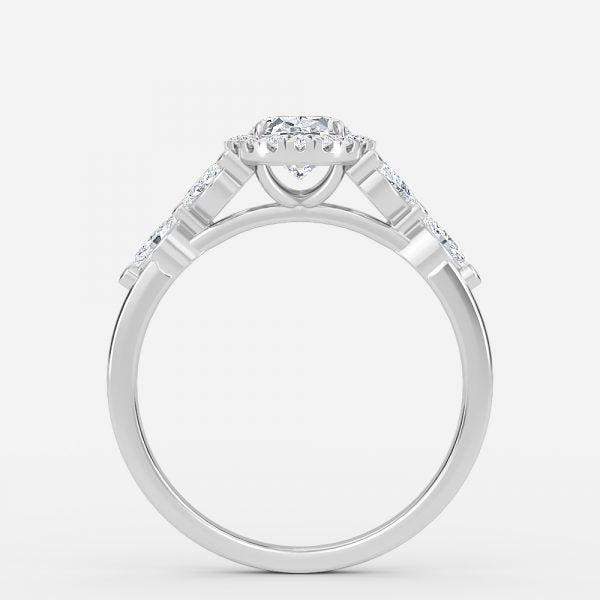 Jacinta Oval Halo Moissanite Engagement Ring