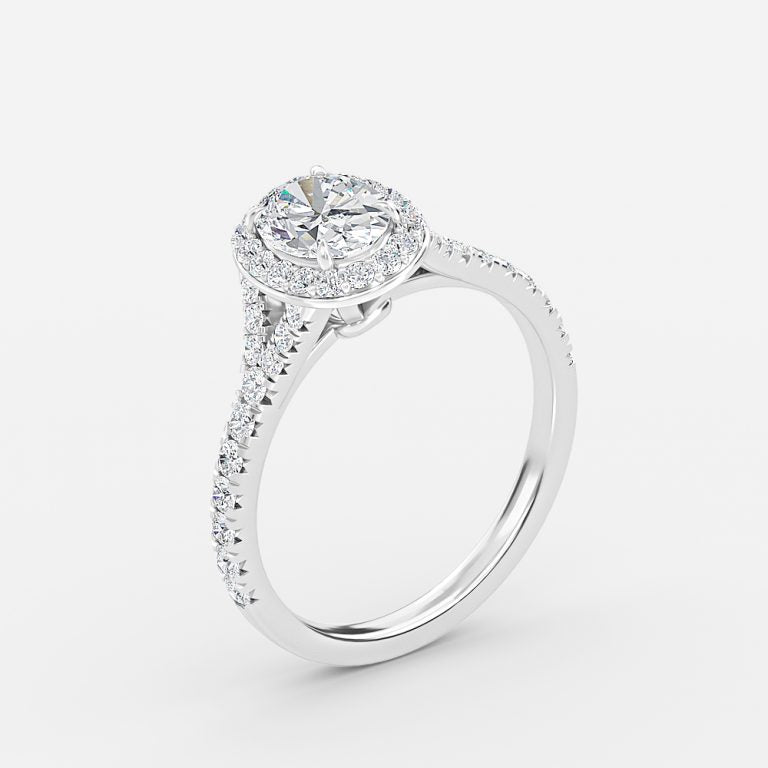 Dove Oval Halo Moissanite Engagement Ring