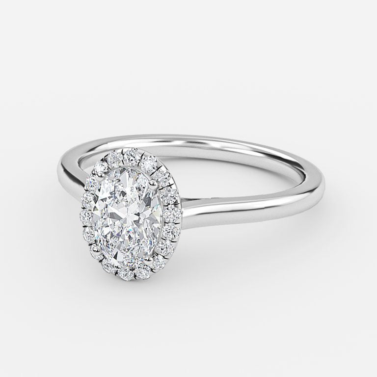 Louisa Oval Halo Moissanite Engagement Ring