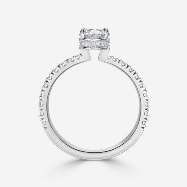 Leandra Oval Hidden Halo Moissanite Engagement Ring