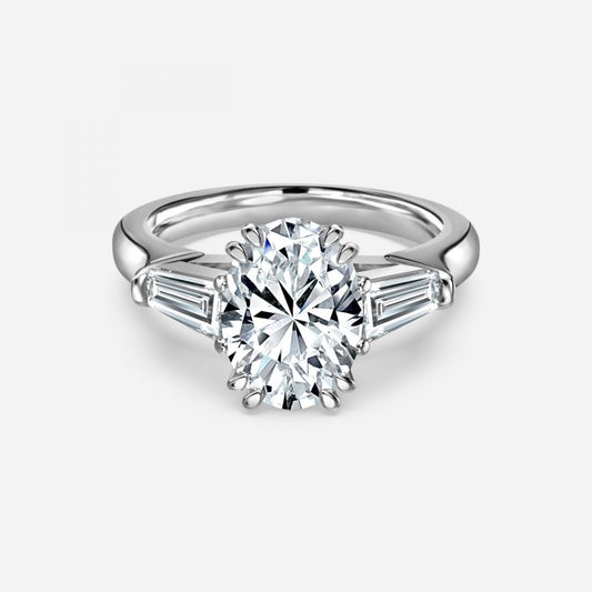 Calliope Oval Three Stone Moissanite Engagement Ring