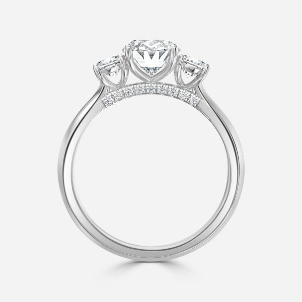 Elspeth Oval Three Stone Moissanite Engagement Ring