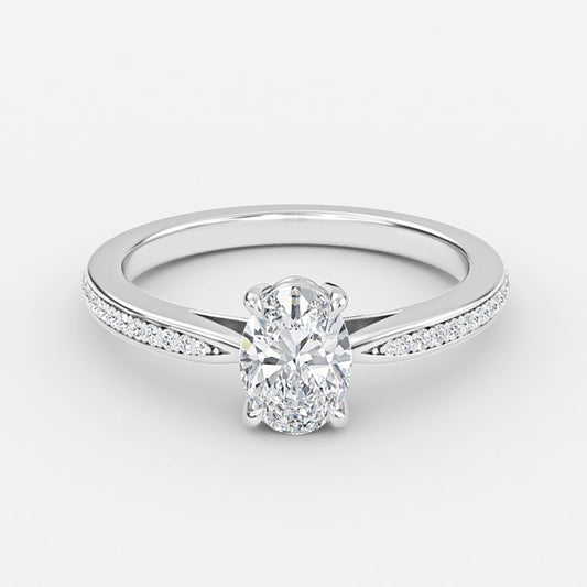 Isolde Oval Diamond Band Moissanite Engagement Ring