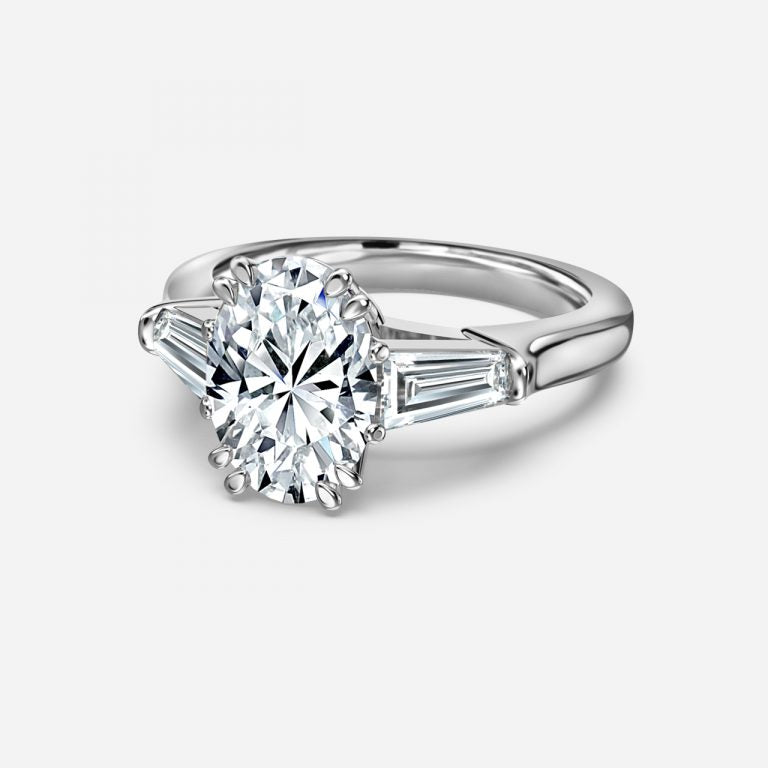 Calliope Oval Three Stone Moissanite Engagement Ring