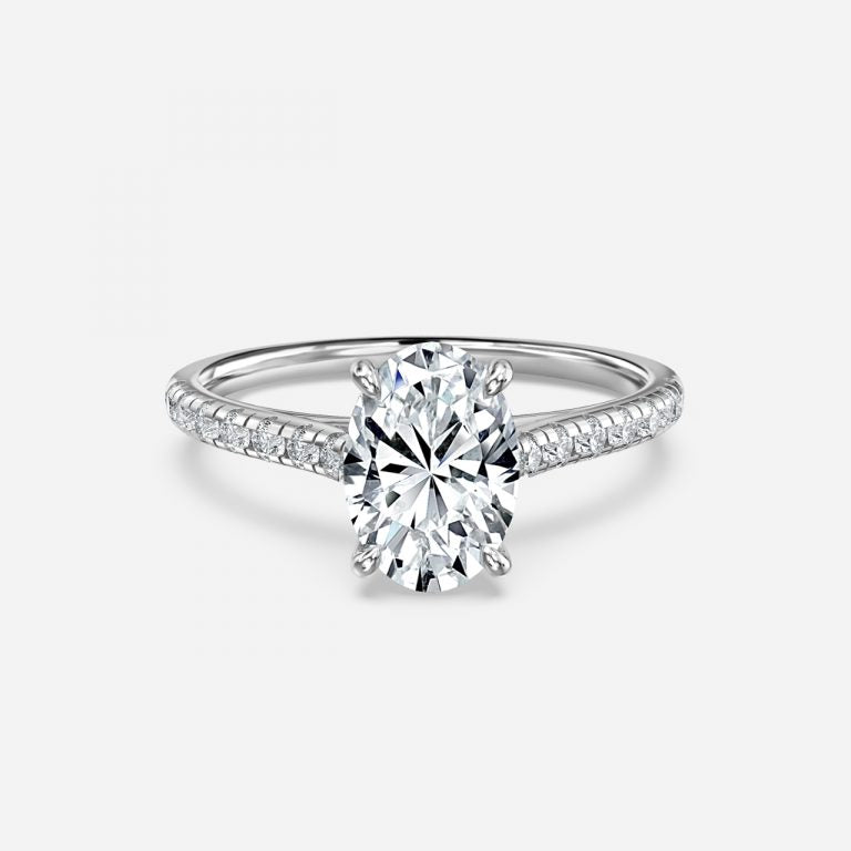 Clio Oval Diamond Band Moissanite Engagement Ring