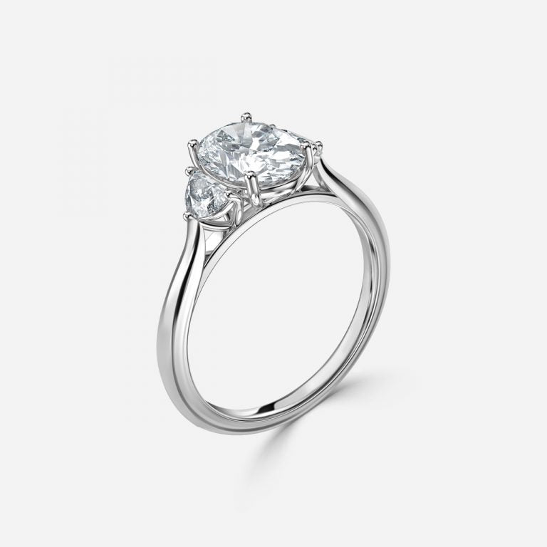 Kiara Oval Three Stone Moissanite Engagement Ring