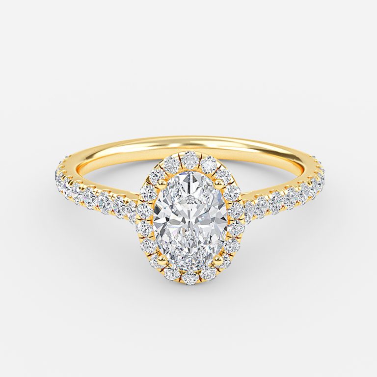 Joliette Oval Halo Moissanite Engagement Ring