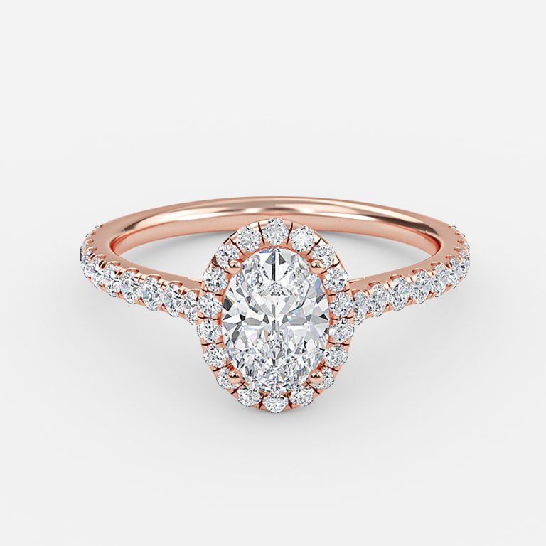 Joliette Oval Halo Moissanite Engagement Ring