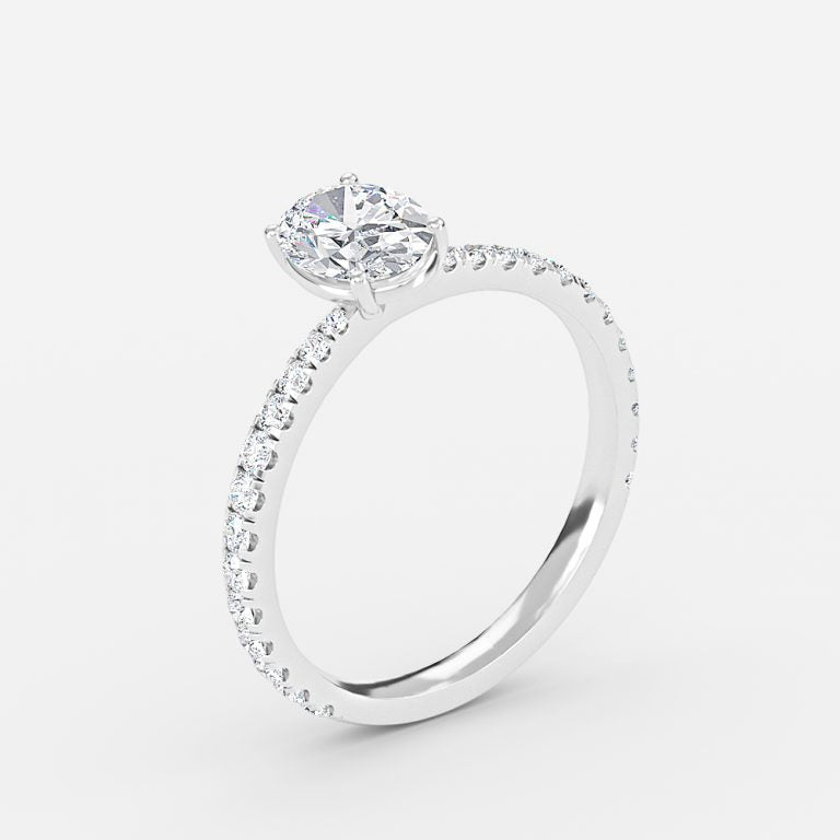 Eira Oval Diamond Band Moissanite Engagement Ring