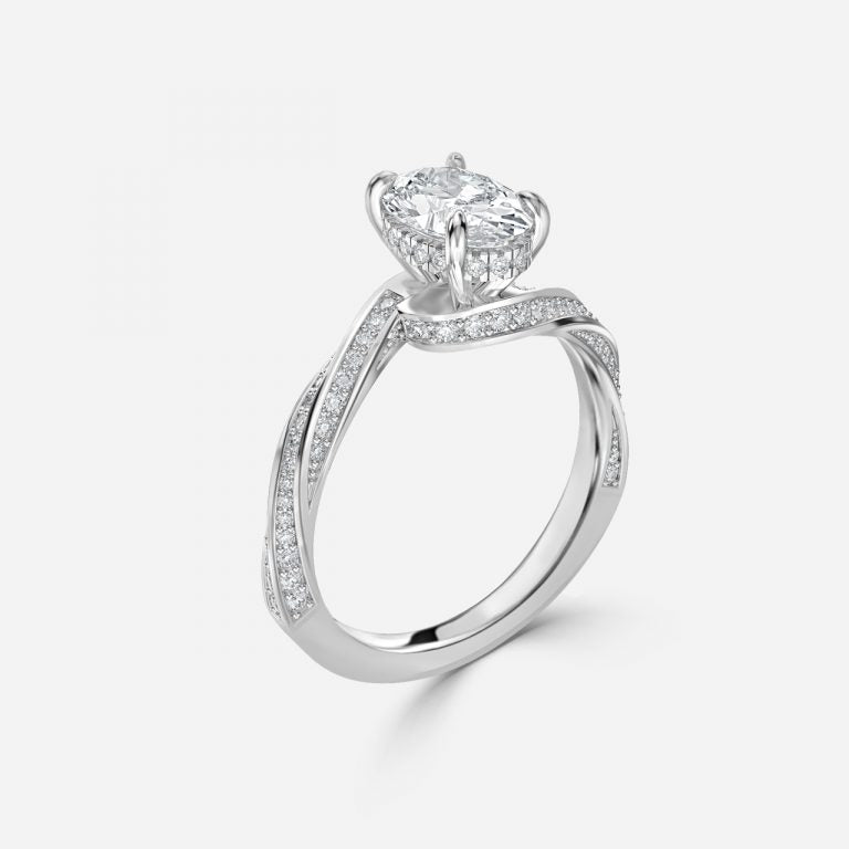 Weston Oval Hidden Halo Moissanite Engagement Ring