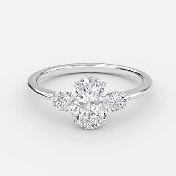 Kaori Oval Three Stone Moissanite Engagement Ring