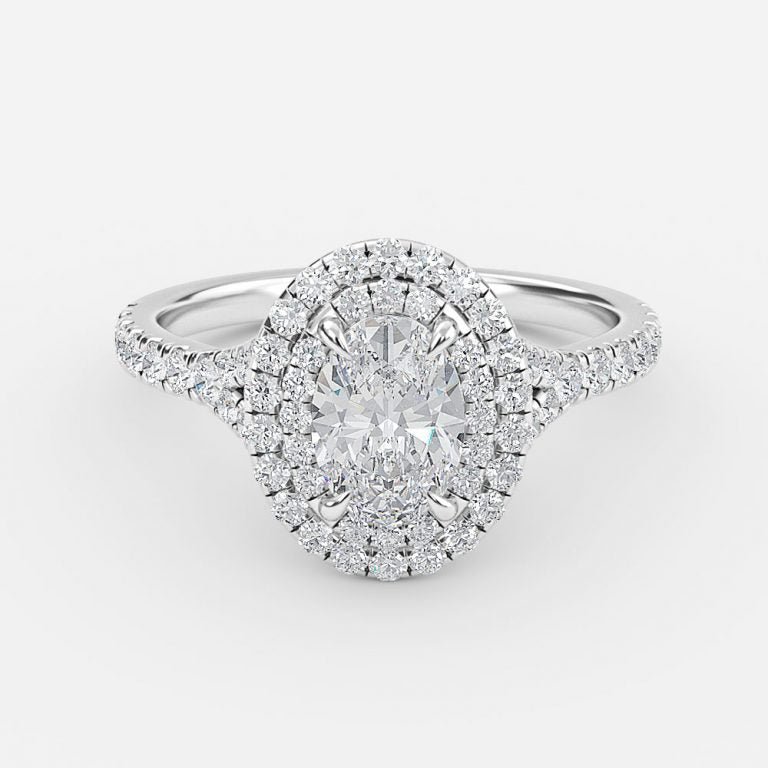 Afton Oval Halo Moissanite Engagement Ring