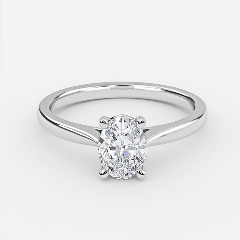 Peony Oval Solitaire Moissanite Engagement Ring