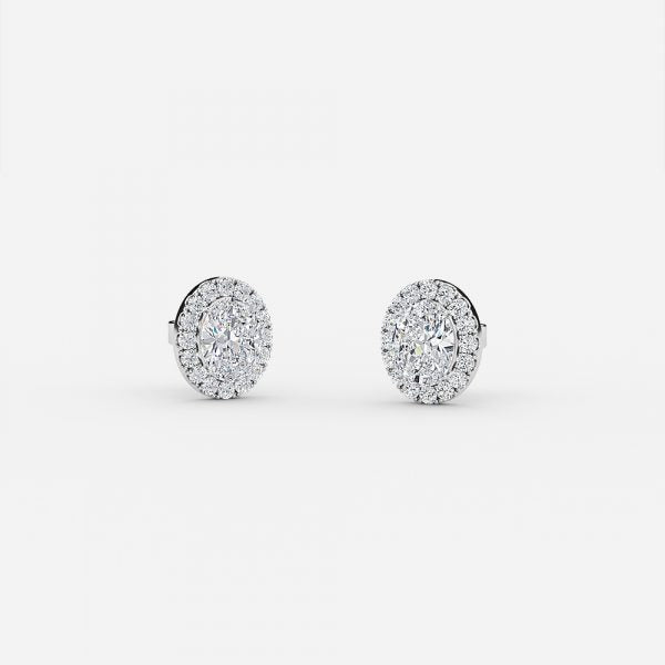 Oval Moissanite Halo Earrings