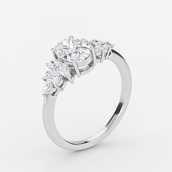 Clarity Oval Three Stone Moissanite Engagement Ring