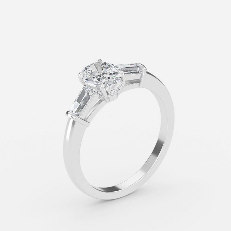 Mirian Oval Three Stone Moissanite Engagement Ring