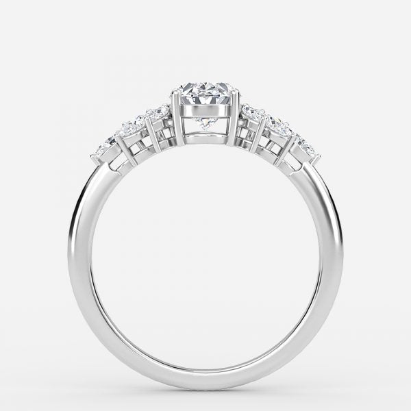 Clarity Oval Three Stone Moissanite Engagement Ring