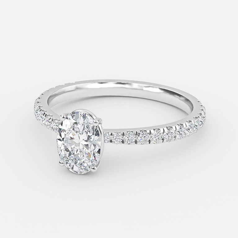 Eira Oval Diamond Band Moissanite Engagement Ring