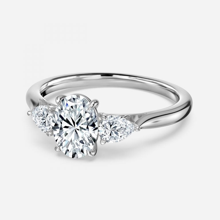 Lisette Oval Three Stone Moissanite Engagement Ring