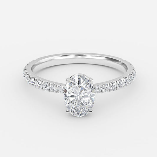 Eira Oval Diamond Band Moissanite Engagement Ring