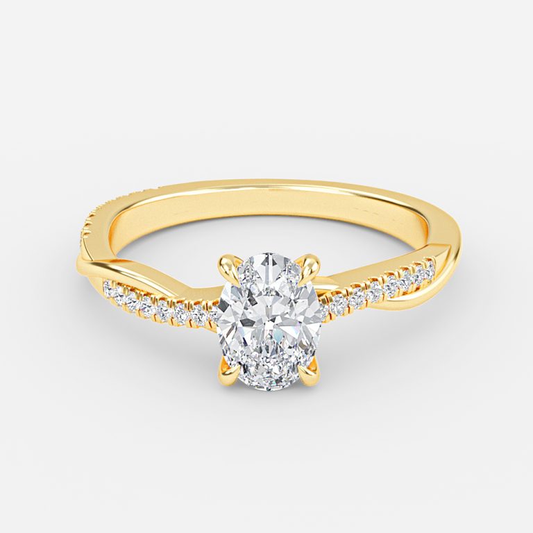 Tatiana Oval Diamond Band Moissanite Engagement Ring